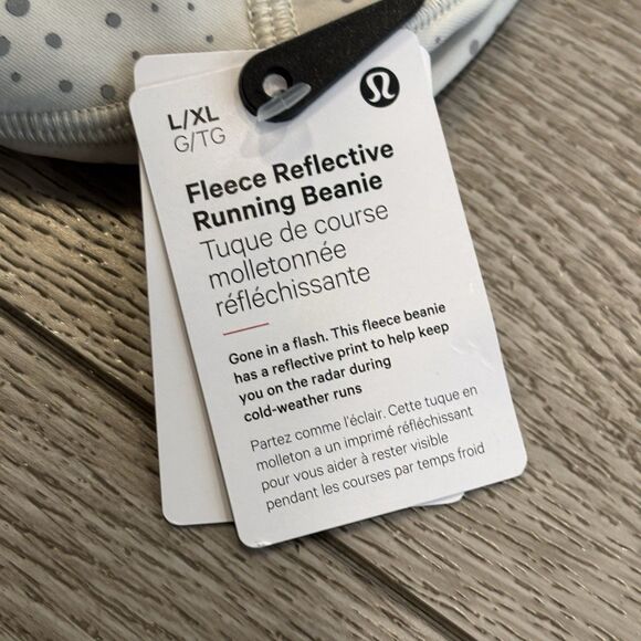 Lululemon Fleece Reflective Running Beanie Cap  Bone L XL NWT Athletic Winter - Picture 3 of 5